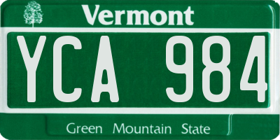 VT license plate YCA984