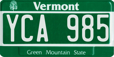 VT license plate YCA985