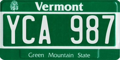 VT license plate YCA987