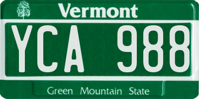 VT license plate YCA988