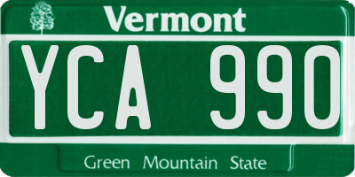 VT license plate YCA990