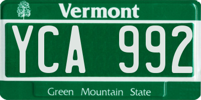 VT license plate YCA992