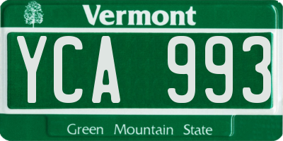 VT license plate YCA993