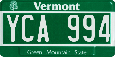 VT license plate YCA994