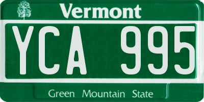 VT license plate YCA995