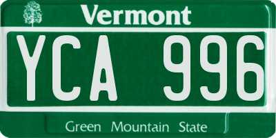 VT license plate YCA996