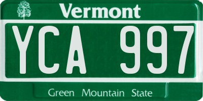 VT license plate YCA997