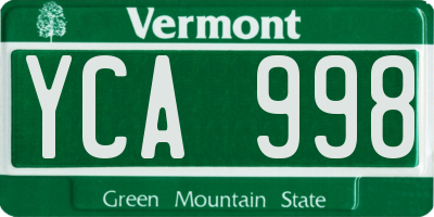 VT license plate YCA998