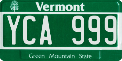VT license plate YCA999