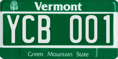 VT license plate YCB001