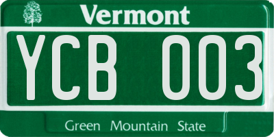 VT license plate YCB003
