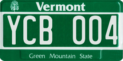 VT license plate YCB004