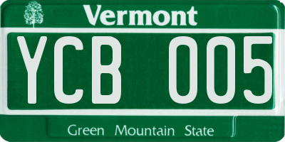 VT license plate YCB005