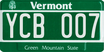 VT license plate YCB007