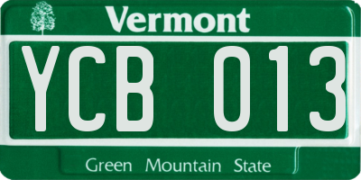 VT license plate YCB013