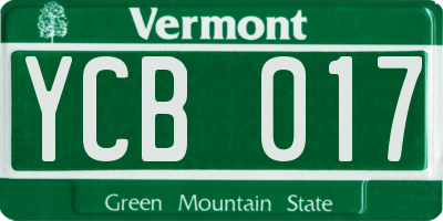 VT license plate YCB017