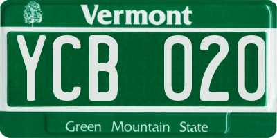 VT license plate YCB020