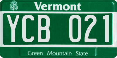VT license plate YCB021
