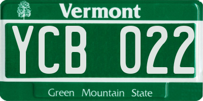 VT license plate YCB022