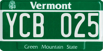 VT license plate YCB025
