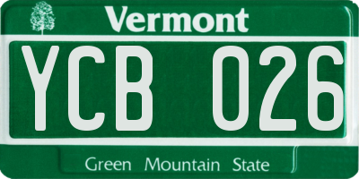 VT license plate YCB026