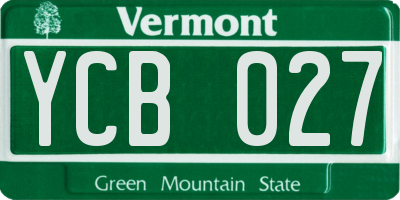 VT license plate YCB027