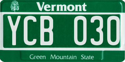 VT license plate YCB030