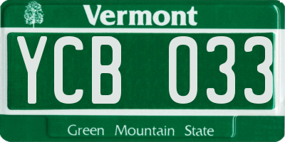 VT license plate YCB033