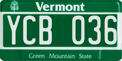VT license plate YCB036