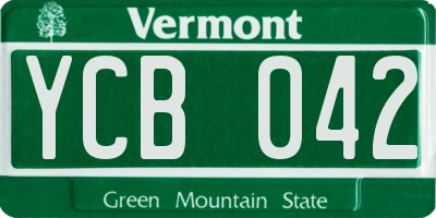 VT license plate YCB042