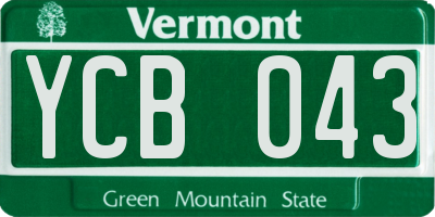 VT license plate YCB043