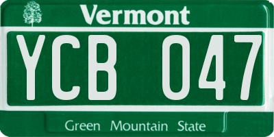 VT license plate YCB047