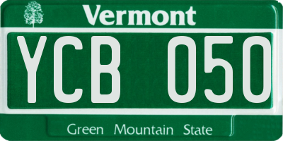 VT license plate YCB050
