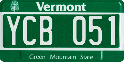 VT license plate YCB051