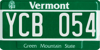 VT license plate YCB054