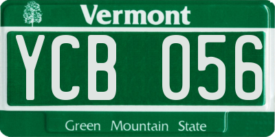 VT license plate YCB056