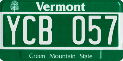 VT license plate YCB057