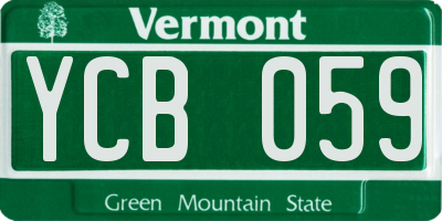 VT license plate YCB059