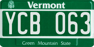 VT license plate YCB063