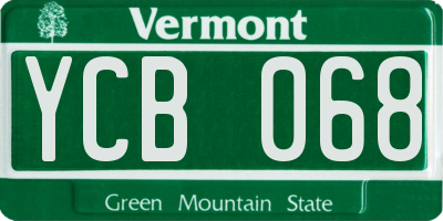 VT license plate YCB068