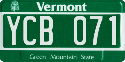 VT license plate YCB071