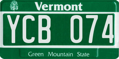 VT license plate YCB074