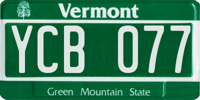VT license plate YCB077