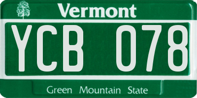 VT license plate YCB078