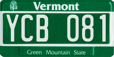 VT license plate YCB081