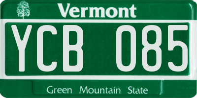VT license plate YCB085