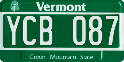 VT license plate YCB087