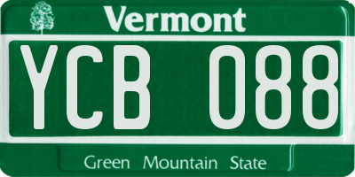 VT license plate YCB088