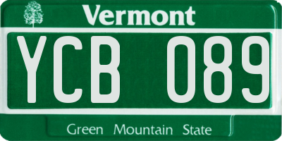 VT license plate YCB089