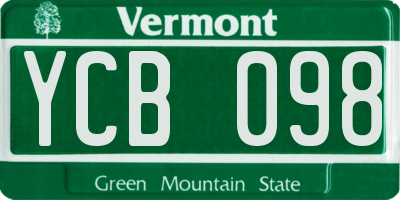 VT license plate YCB098
